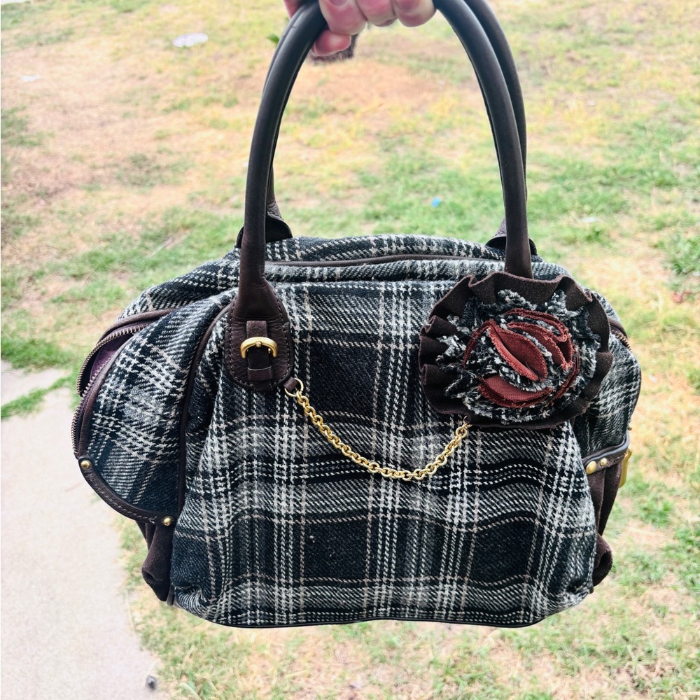 Juicy Couture Y2KPlaid Handbag with Chain Accent